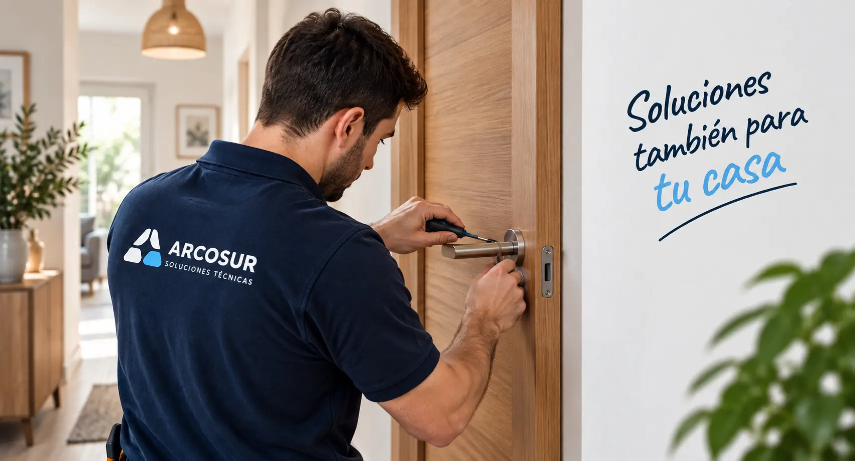Técnico de ARCOSUR realizando una reparación en una vivienda particular